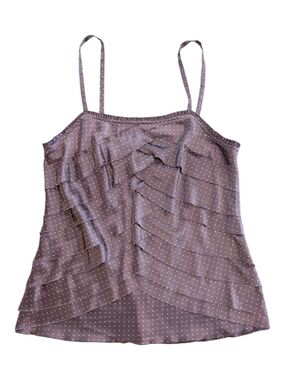 Mix It Gray Polka Dot Ruffle Cami Top